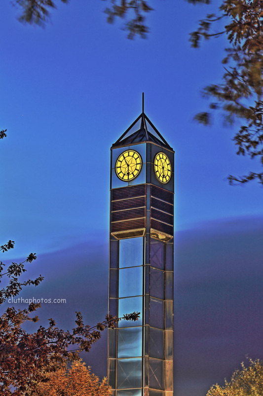 Picture,clock tower,gore,dusk,crepuscular